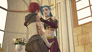 Arcane Lesbian Action: Vi and Jinx Hot 3D Hentai Sex [4K, 60FPS, Uncensored]