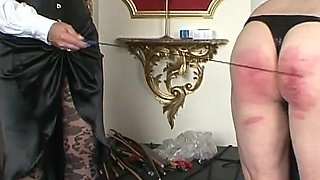 Hot domina makes men eat pussy and get fucked by strap on