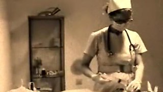 Vintage masked nurse handjob