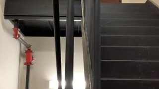 Risky Masturbation with Dildo in a Public Staircase