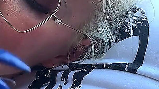 I Took a Selfie Giving a Blowjob to a Taxi Driver on the Way Home and Got a Lot of Hot Cum on My Face, Cum Kissing