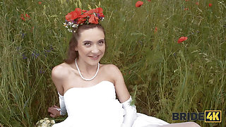 BRIDE4K. She ran away from her fiance to fuck a stranger shepherd outdoors