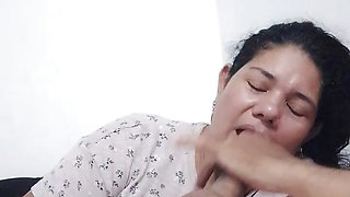 Girlfriend sucking delicious chubby deep throat submissive latina