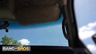 Bangbros - Amiee Cambridge sucks johnny's big shaft in the pound bus before taking a facial