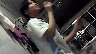 Spied Chinese girl in uniform shower