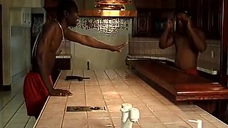 One Horny Sistas Knows How To Work With Two Black Dicks In The Kitchen