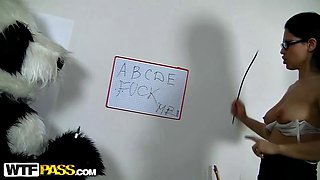 Slutty teacher with different sex toys