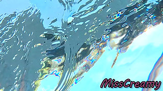 Flashing My Dick in Front of a Girl in Swimming Pool and Fucks Me - It's Very Risky with People Near - Misscreamy