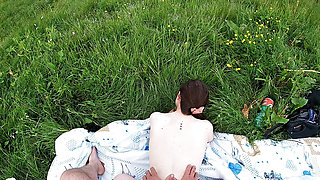 ALMOST CAUGHT FUCKING STRANGER in PUBLIC RISKY OUTDOOR - CUM ON BODY POV