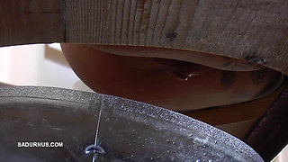 Mistress Cleo Squirts Toilet Water Into the Mouth of the Slave Lying in the Toilet Box