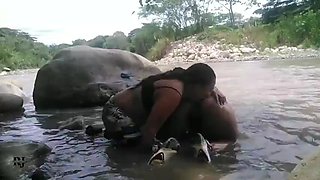 Fucking secretly in the river