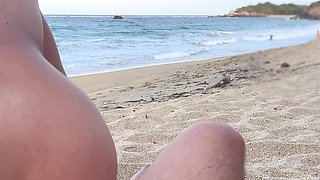 Stranger Fucks Me on a Nude Beach After I Blow Him - Real Voyeur Caught Jerking off watching us