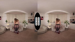 Honour May Black Floral Dress With Black Glossy Legwear Special X-Rated Treat - 8k Vr