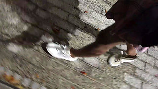 Crossdresser piss in Fishnet Body