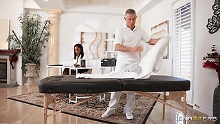 Keeping It Business: Massage Table Interracial with Mick Blue and Busty Ebony August Skye