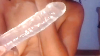 Hot milf put in her asshole a big dildo