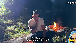 HUNT4K. Hot Czech teen Chloe Heart jumped on a huge hunter's cock outdoors in front of her BF