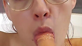 POV Blowjob Sucking Licking Gagging Dildo in Hottub