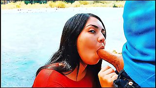 Moroccan Girl Sucks Her Lover's Cock in the Open Air Forest and He Ejaculates Inside Her Mouth