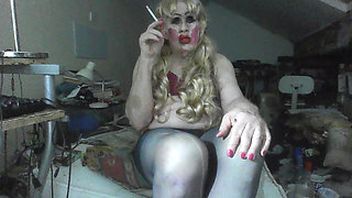 Cum Bucket slag Sarah Fuckpig, poses and smokes like the disgusting slag she truly is