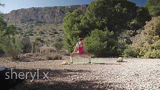 Outdoor Yoga in Pantyhose in the Forest