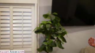Gorgeous babe Violet Voss wants her dad's friend's big cock
