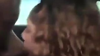 Interracial blowjob outdoors from bikini slut