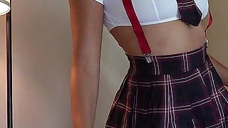 Sexy Black GF Dani Synclair Dresses up as Schoolgirl for You