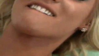 Cumming on blondes feet as she gets missionary fucked