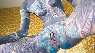 Alternative Tattoo Model Masturbating with Big Toy
