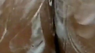 Wasshing my big bubble butt at shower in the bathroom