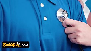 Busty Stepmoms Joslyn Jane & Kate Dee Swap Stepsons for Body Exam - Hardcore MILF Nurse Action