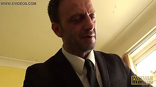 Pascalssubsluts - blindfolded subslut takes pascals hard rod