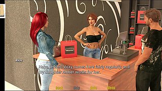 Curvy redhead with big boobs in a steamy adult visual novel game