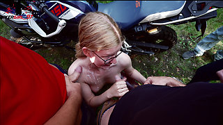 Bukkake at Biker Meeting with Teen Biker Girl Ends in Escalation