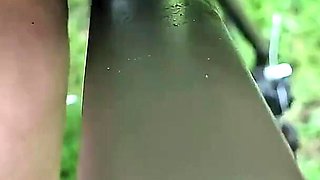 On the Bicycle Bouncing Boobs and Rubbing My Big Clit with Fun