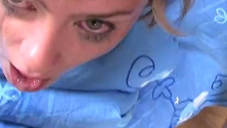 Extreme deepthroat with blonde teen