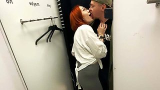 Passionate Redhead Teen Toma Mur Gets Creampie in Mall Toilet - Hot Public Sex & Fitting Room Kissing