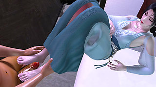 3D cute cosplay model show her perfect feet and got fucked so hard