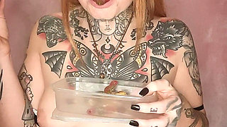 Maid Stuffs Mouth with Sweettreats