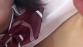 She's a teenager and Riko Masaki a Japanese born slut with a lot of hair on her pussy fucks a big cock with her pussy