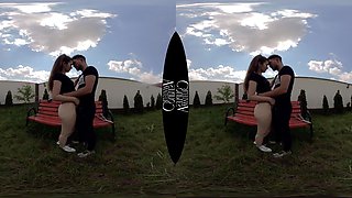 Petite Step Sis Couple's Wild Public Passion on Bench