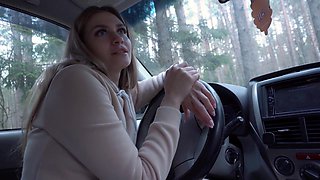 Gorgeous Hot Blonde Real Sex Into Car In Forest