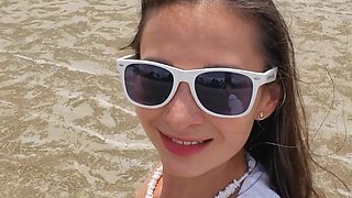 Naked Walking and Risky Pee on the Beach
