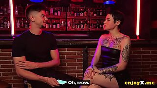 Shy Brunette Saba Lapiedra Gagged & Dominated in Rough BDSM Threesome