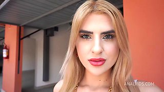 Beautiful 22 Years Brazilian Blonde Fucked By 3 Big Cocks Then