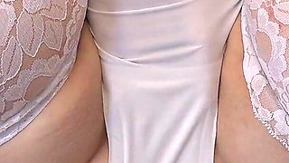 Hairy Pussy Cums with White Panties Close-up