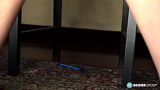 Fun blonde teenager from California spreads her pink cunt and smiles as she fingers her snatch.