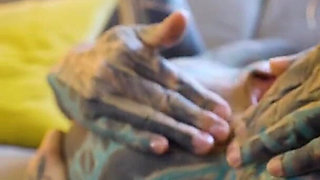 Burlesque Tattoo Beauty with Big Boobs Gives Anal Fuck with Strap-on