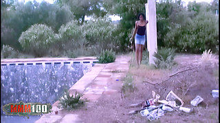 Shania Photo Session in an Abandoned Swimming Pool with Shania, a Splendid Little French Black Girl